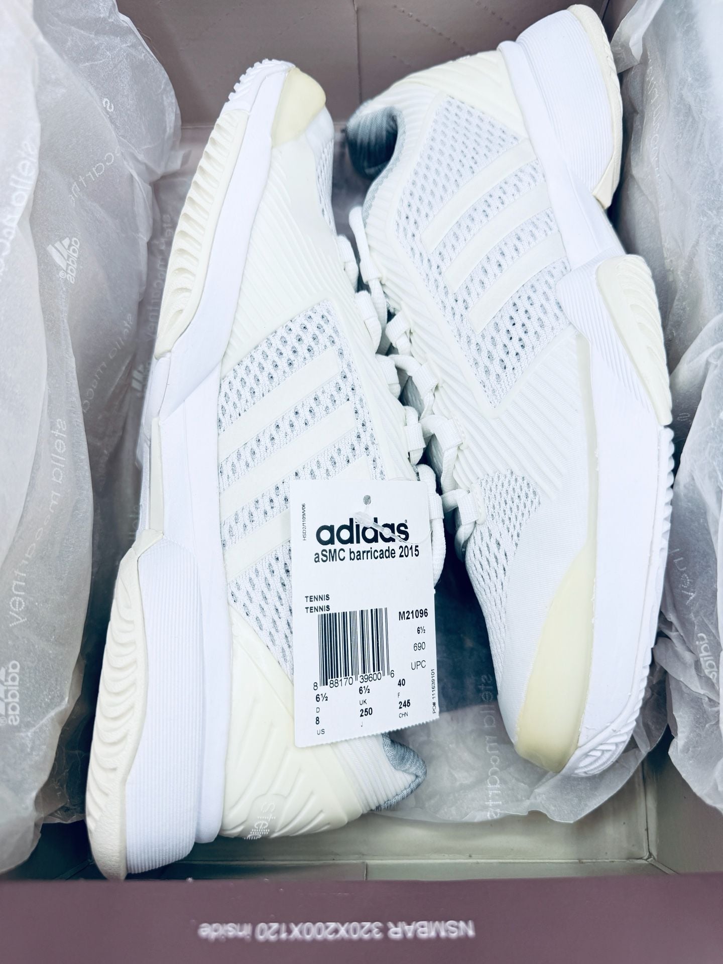 Adidas by Stella McCartney Barricade 2015 Size 8 White Tennis Shoes m21096 New! 3
