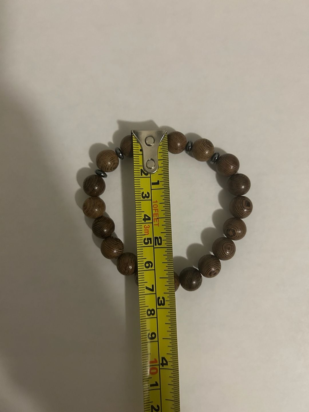 Natural Wood Bead Stretch Bracelet with Cross Charm 3