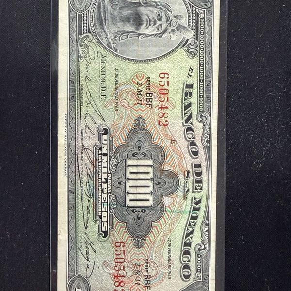 Banco De Mexico 1,000 Pesos 1965 Cuauhtemoc Banknote