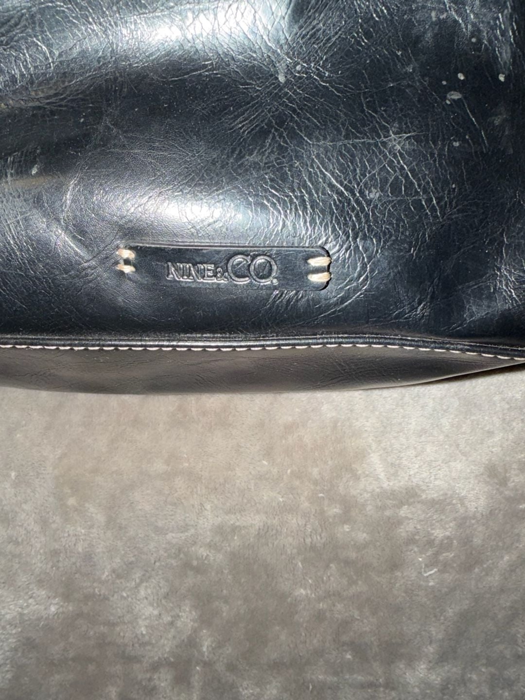 Nine & Co. Black Faux Leather Y2K Shoulder Bag with Contrast Stitching 8