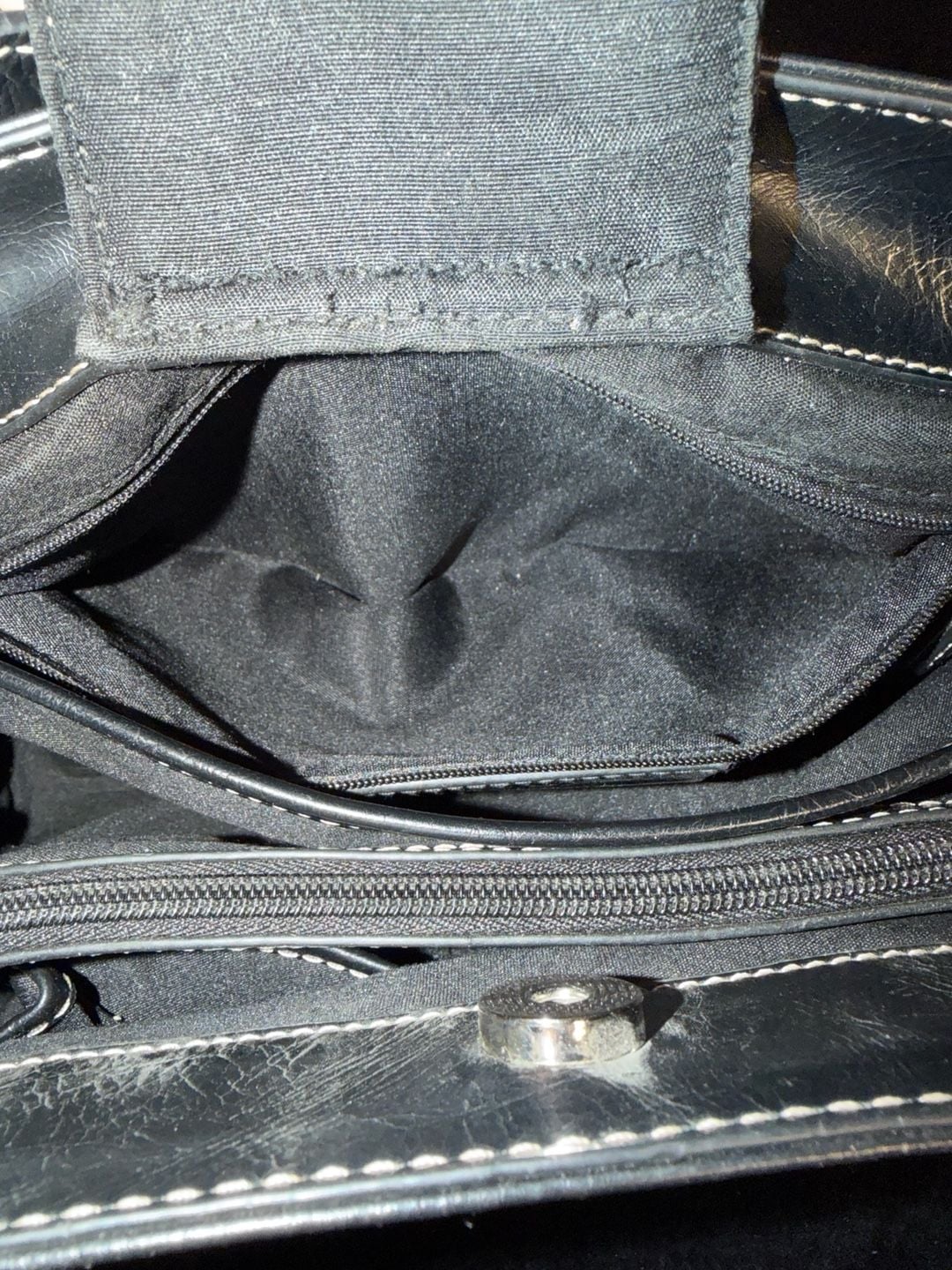 Nine & Co. Black Faux Leather Y2K Shoulder Bag with Contrast Stitching 12