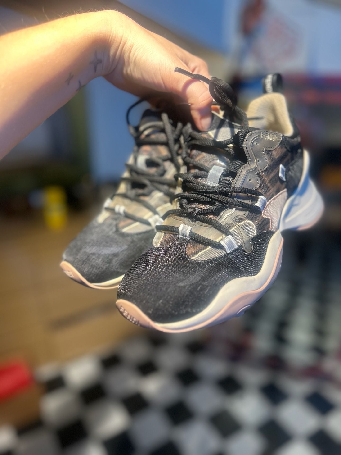 Fendi FFluid Mesh Chunky Sneakers Black 4