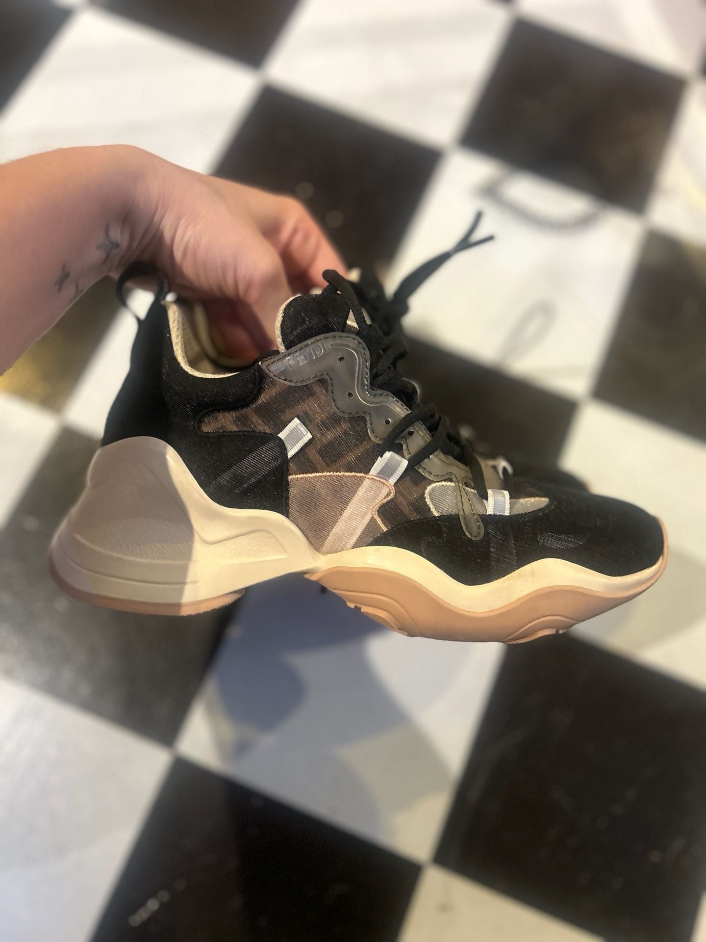 Fendi FFluid Mesh Chunky Sneakers Black 2