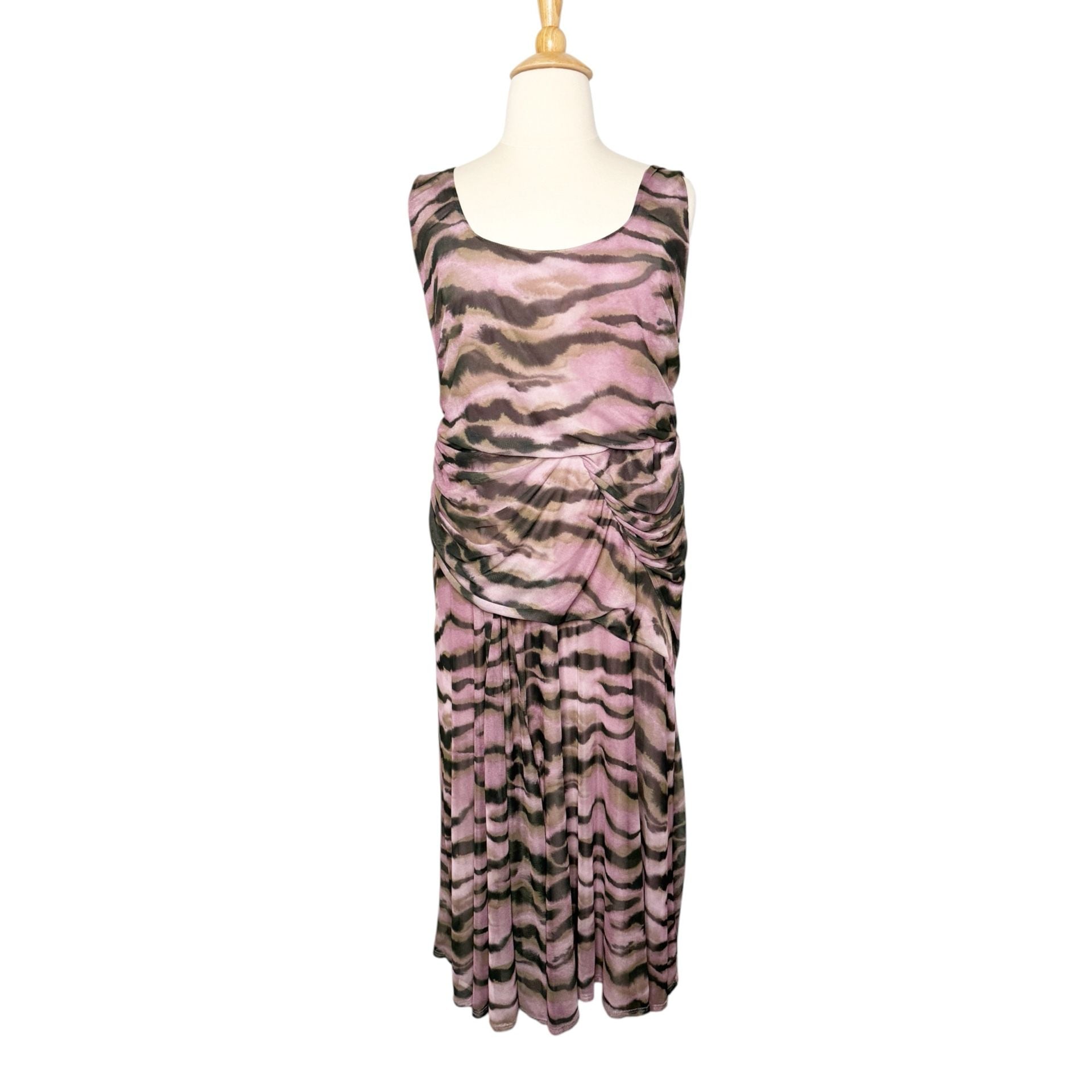 Asos Design Curve Mesh Midi Dress Pink Animal Print SZ 20 3