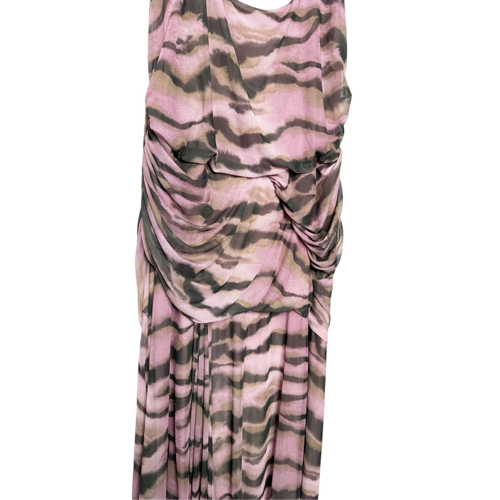 Asos Design Curve Mesh Midi Dress Pink Animal Print SZ 20 5