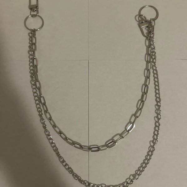 Double-Layered Silver Tone Punk Style Jean/Wallet Chain