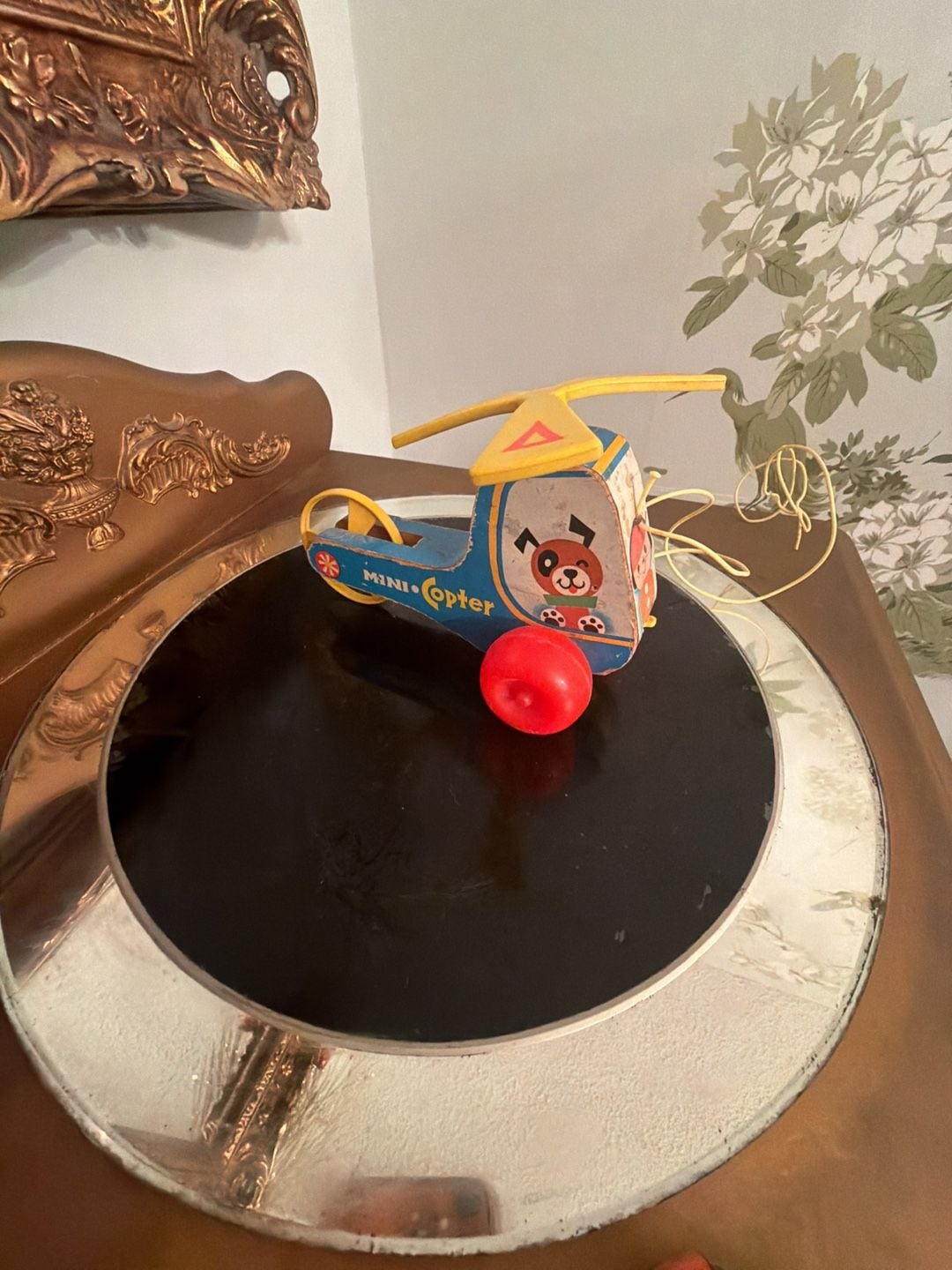 Fisher-Price Vintage Mini Copter 448 Wooden Pull Toy Helicopter 3