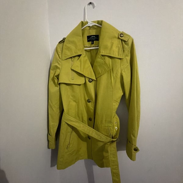 Montanaco Trench Coat Size M Yellow Belted Jacket