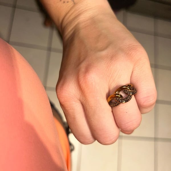 Swarovski Lane Motif Black & Rose Gold Ring Size 52
