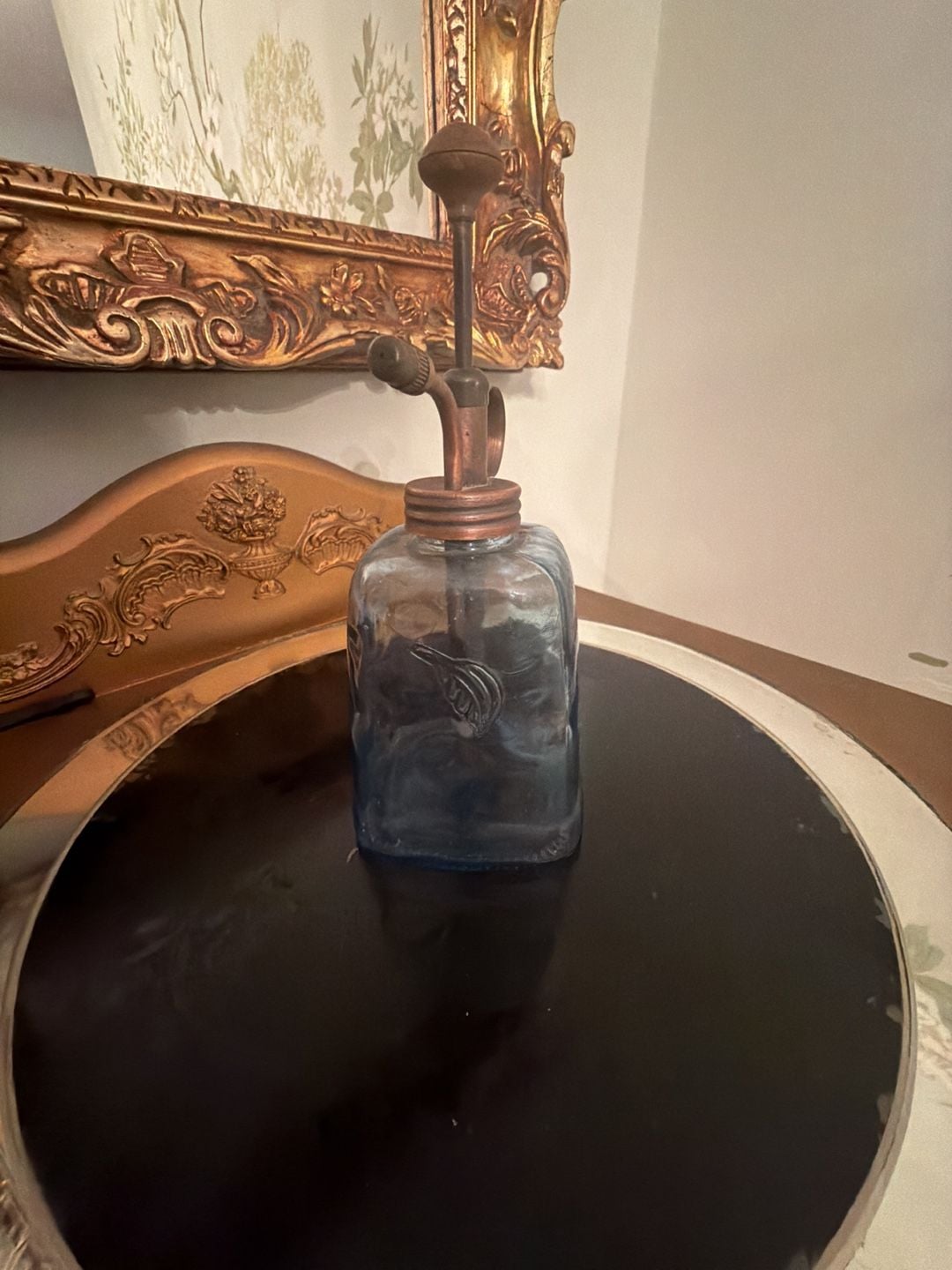 Vintage Blue Glass Plant Mister Spray Bottle 1