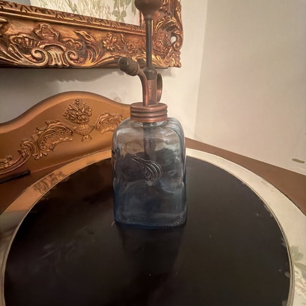 Vintage Blue Glass Plant Mister Spray Bottle