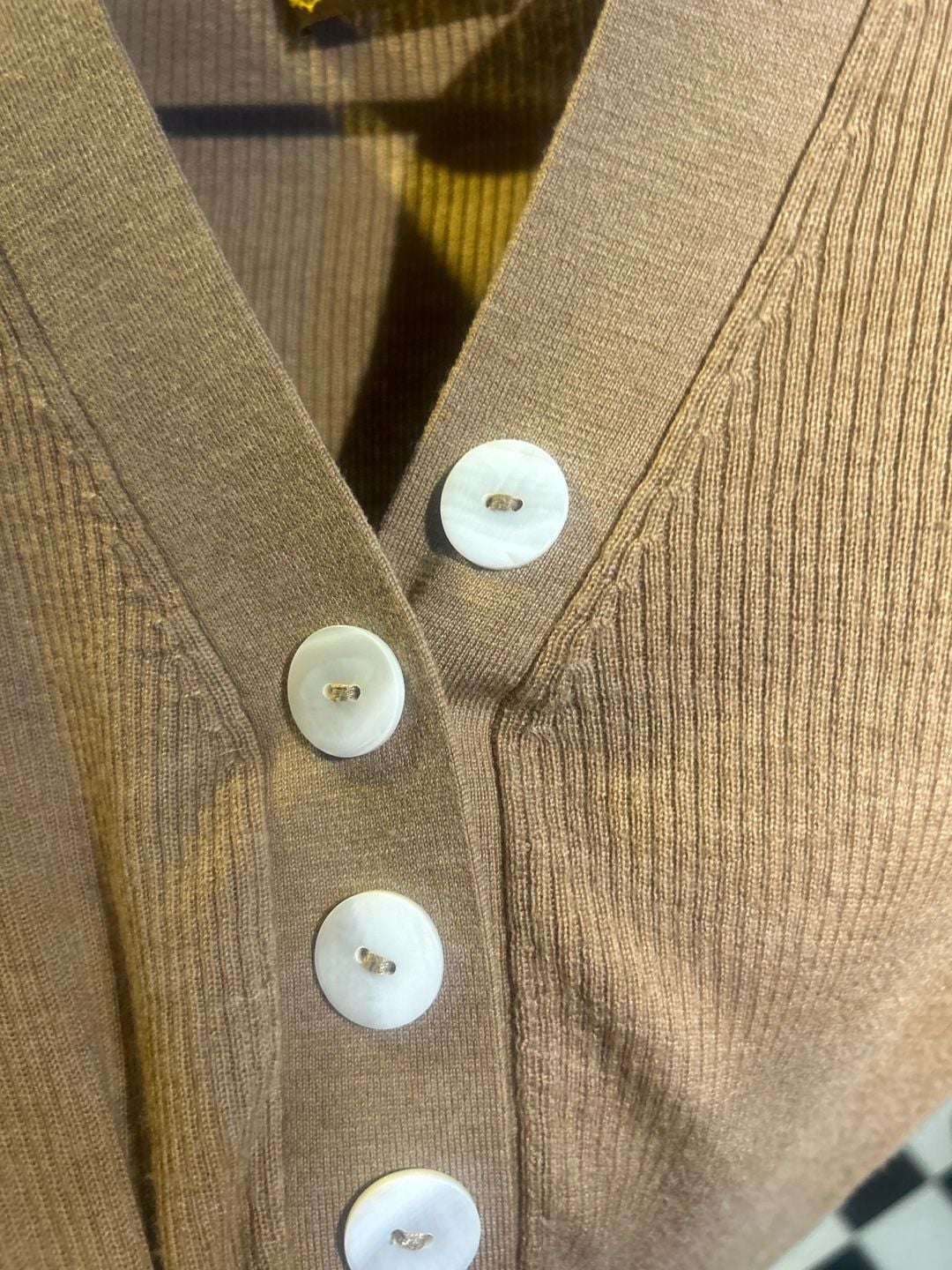 Loro Piana Ribbed Knit Henley Top Made in Italy Brown 9