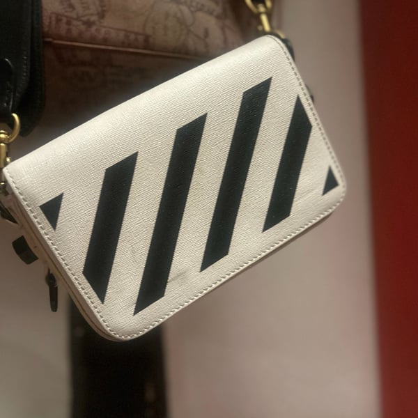 Off-White Diag Baby Flap Crossbody Bag White Black