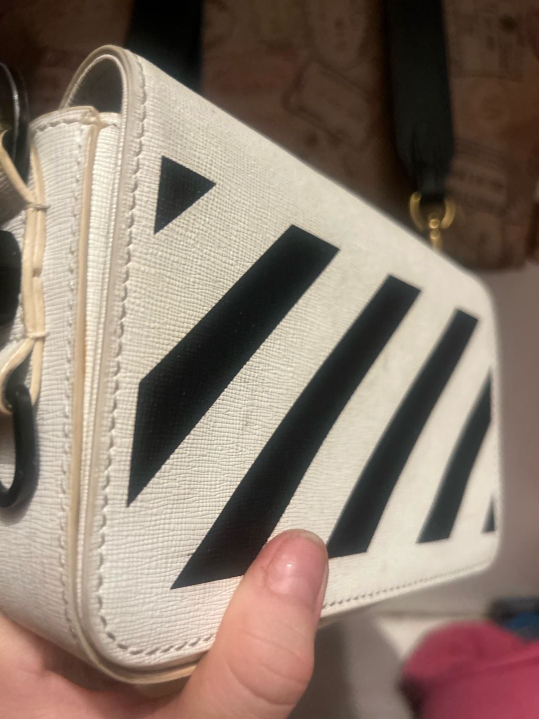 Off-White Diag Baby Flap Crossbody Bag White Black 7