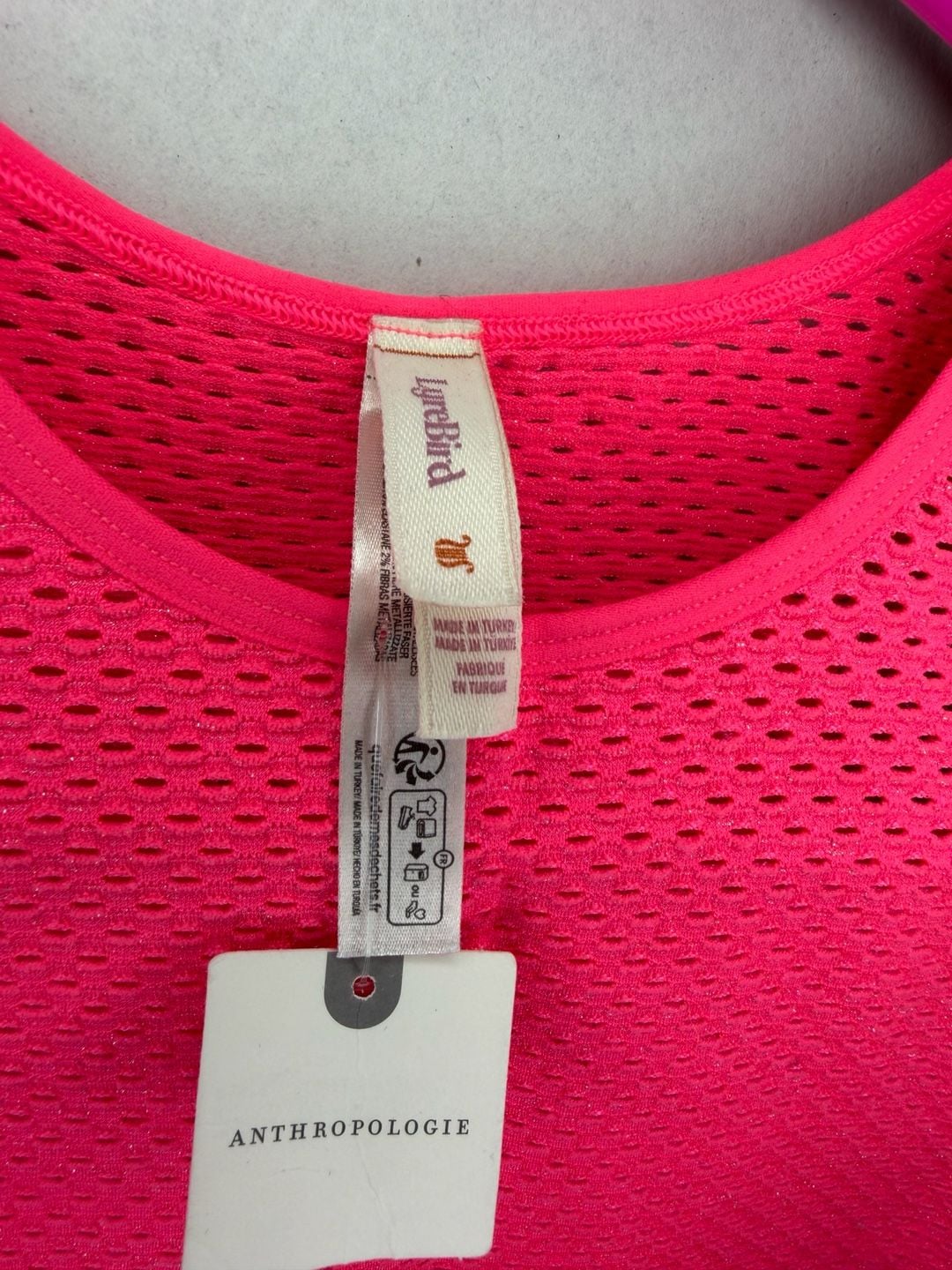 Lyrebird Anthropologie Tank Top S/M Pink Metallic Mesh Crop Top NWT 3