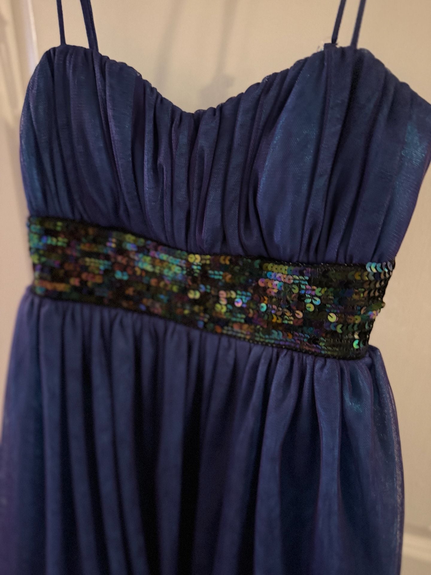 XOXO Cocktail Dress Size 5 Blue Sequin 4