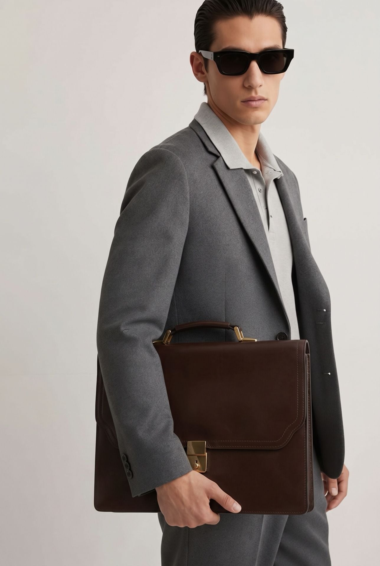 Gold Pfeil Vintage Brown Leather Briefcase Document Bag 2
