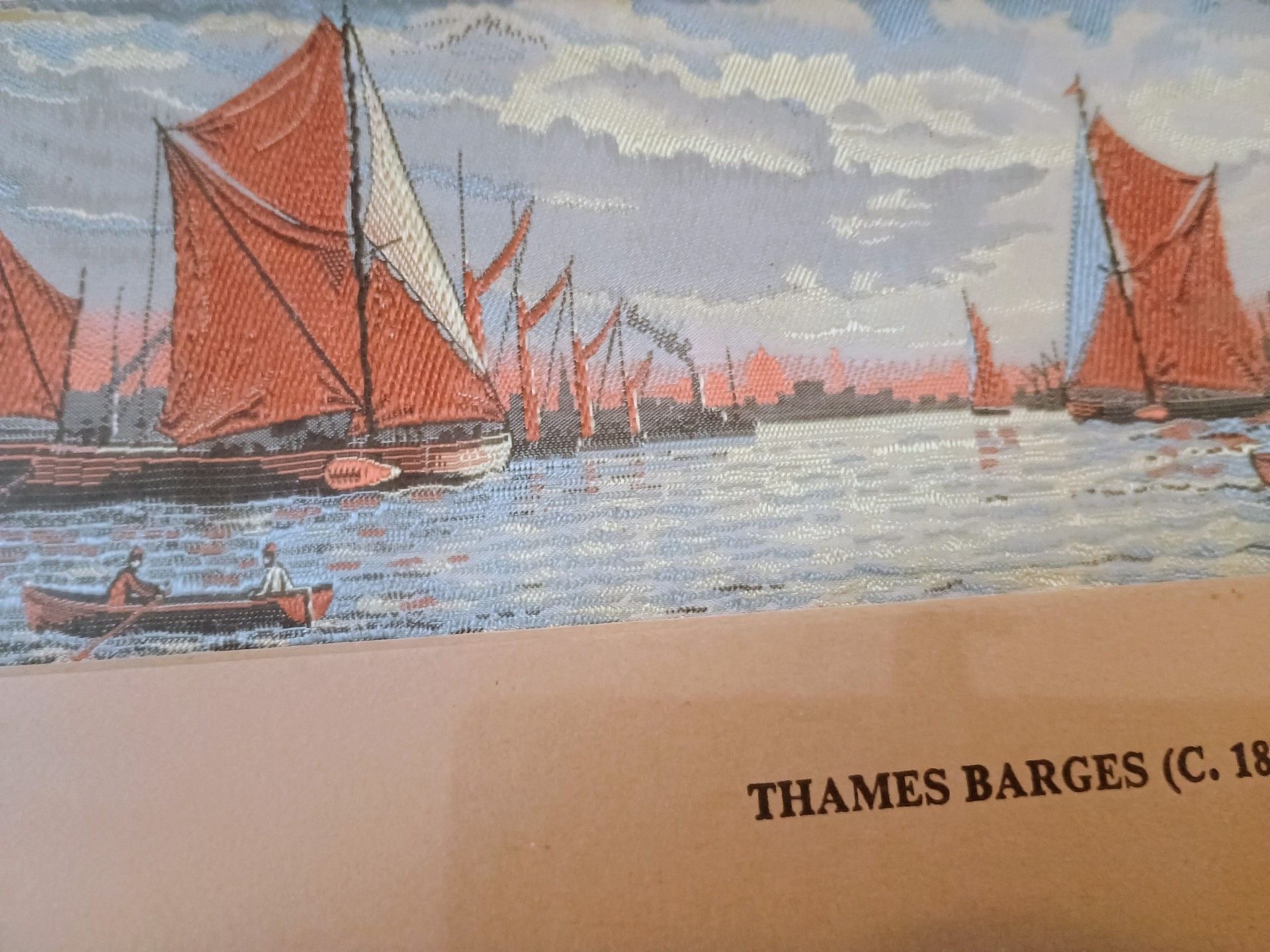 Cash's Woven Picture Thames Barges c.1870 Framed Silk Art 2