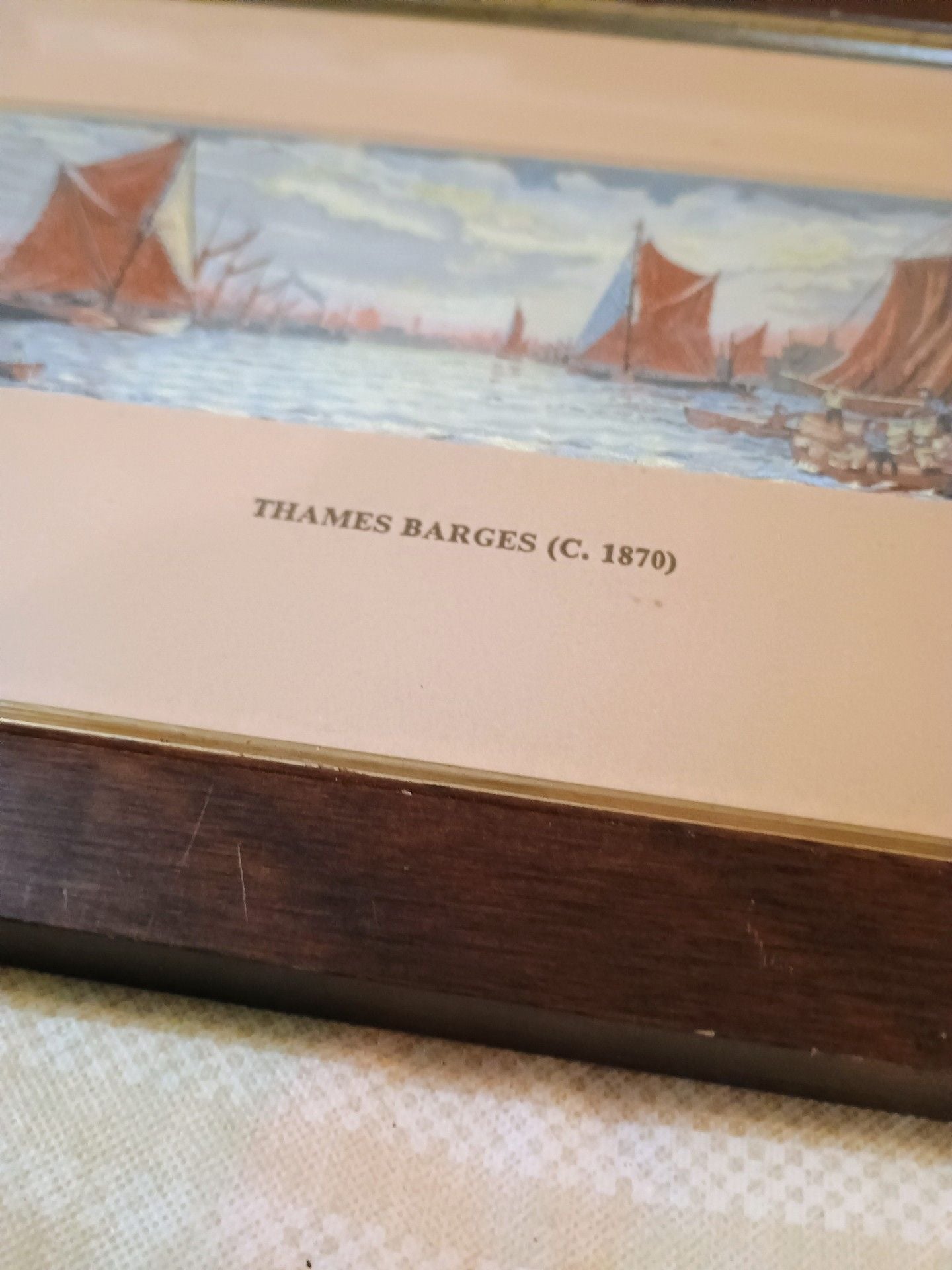 Cash's Woven Picture Thames Barges c.1870 Framed Silk Art 3