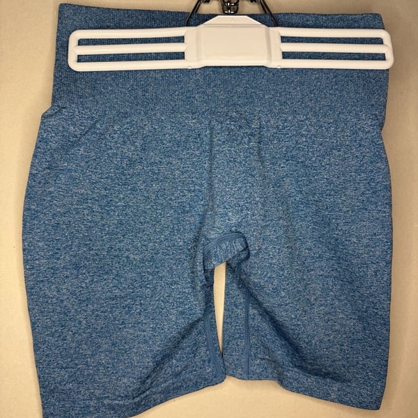 NVGTN Seamless Workout Bike Shorts Size S Blue Scrunch