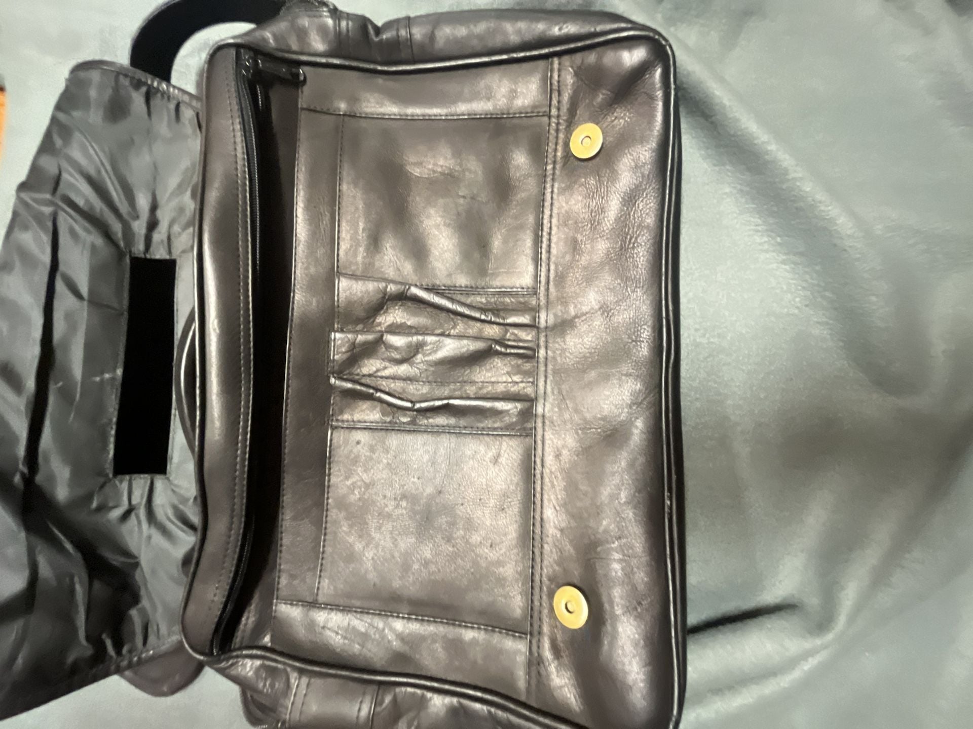 Samsonite Leather Briefcase Laptop Bag Black 8