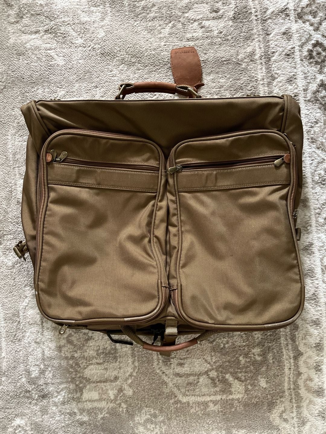 Briggs & Riley Garment Bag Brown Ballistic Nylon Leather 1