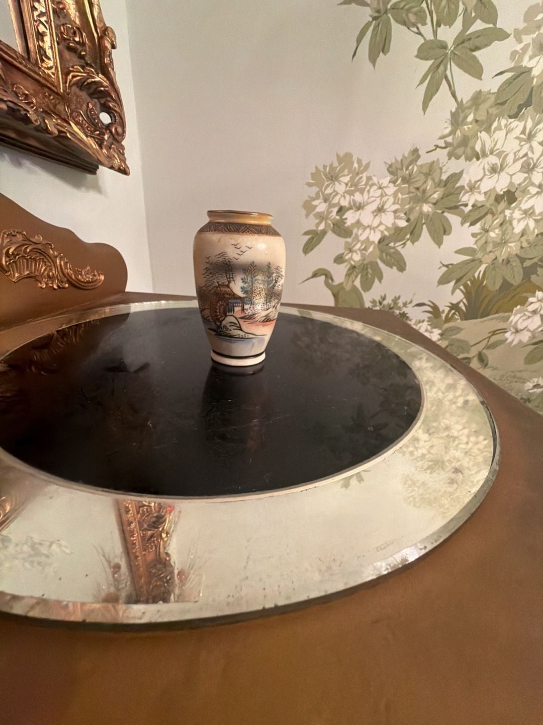 Vintage Japanese Ceramic Mini Vase Hand Painted Landscape Made In Japan 1