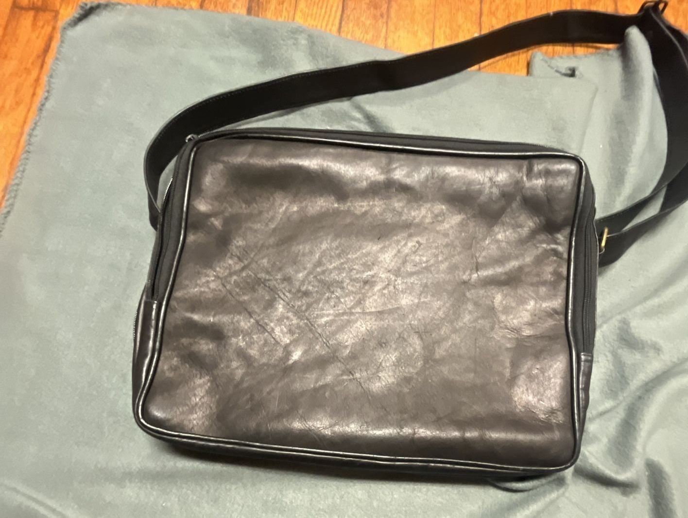 Samsonite Leather Briefcase Laptop Bag Black 9
