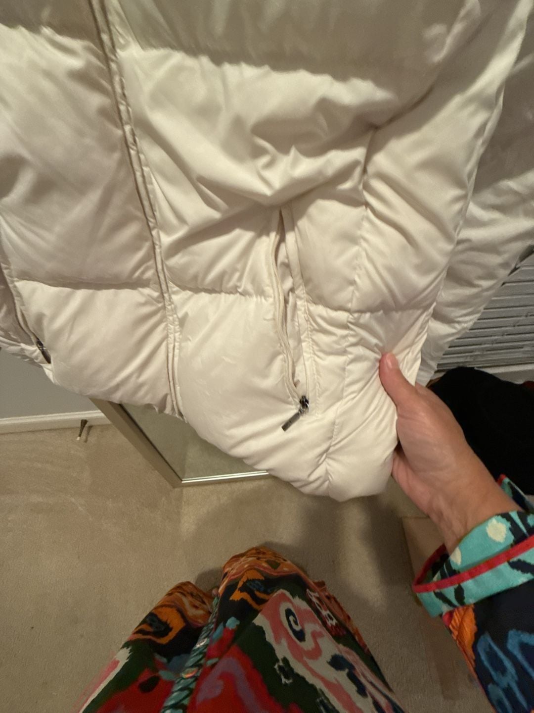 Columbia Puffer Jacket Size M White Down Faux Fur Hood 3