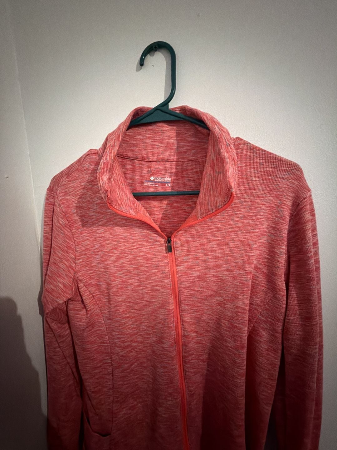 Columbia Full Zip Jacket Size L Coral Pink Marled Fleece Long Sleeve 2