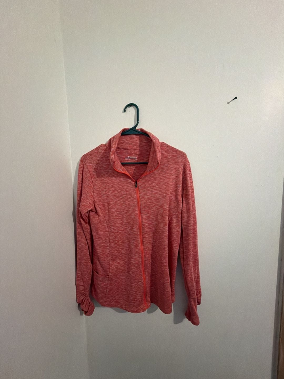 Columbia Full Zip Jacket Size L Coral Pink Marled Fleece Long Sleeve 3