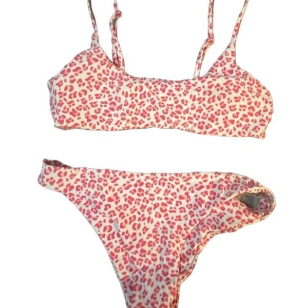 SHEIN Pink Leopard Print Two Piece Bikini Set Size XS