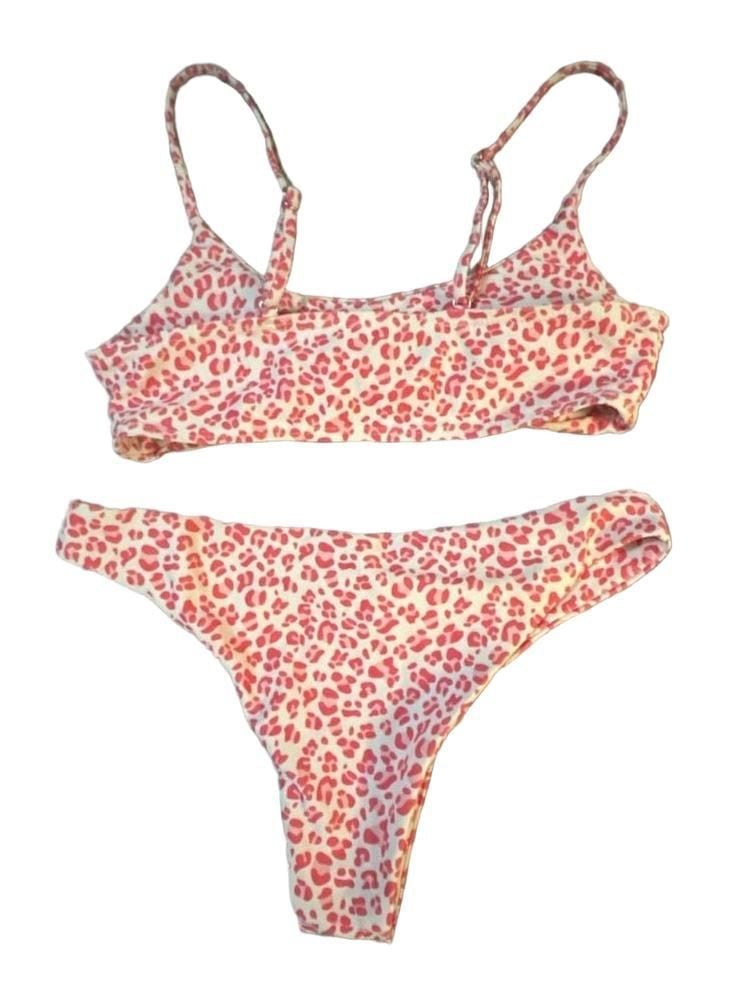 SHEIN Pink Leopard Print Two Piece Bikini Set Size XS 3