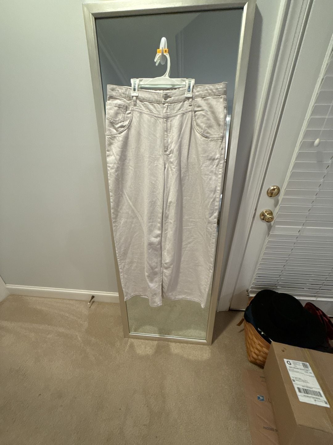 Zara Wide Leg Jeans Size Xl Off White Denim 2