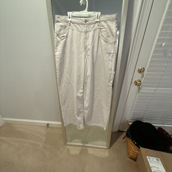Zara Wide Leg Jeans Size Xl Off White Denim