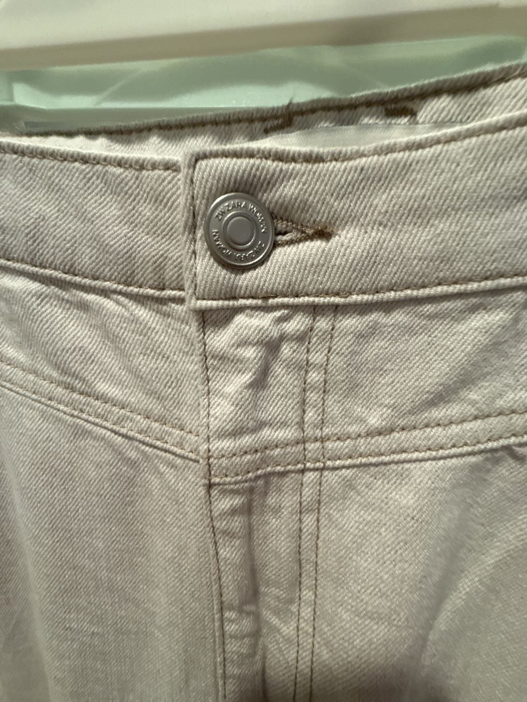 Zara Wide Leg Jeans Size Xl Off White Denim 3
