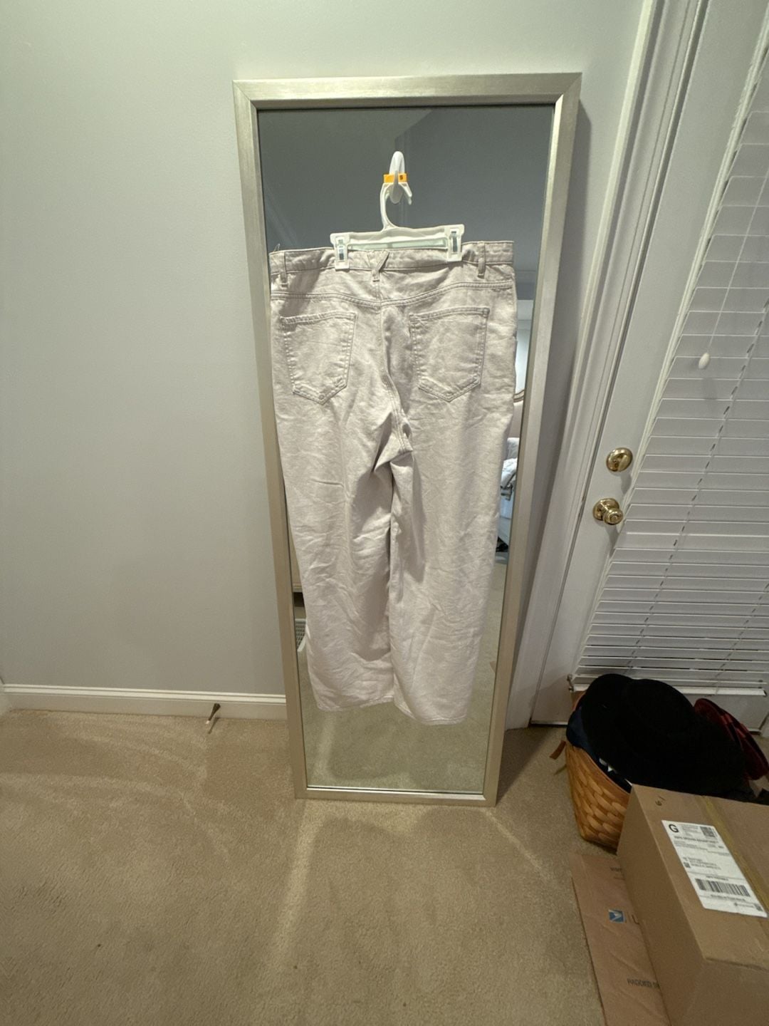 Zara Wide Leg Jeans Size Xl Off White Denim 6