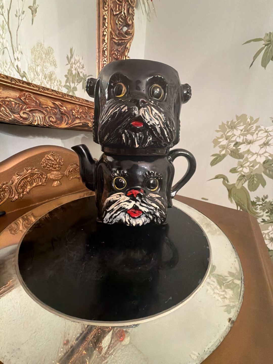Vintage Anthropomorphic Black Dog Teapot and Sugar Bowl Set Ceramic 4