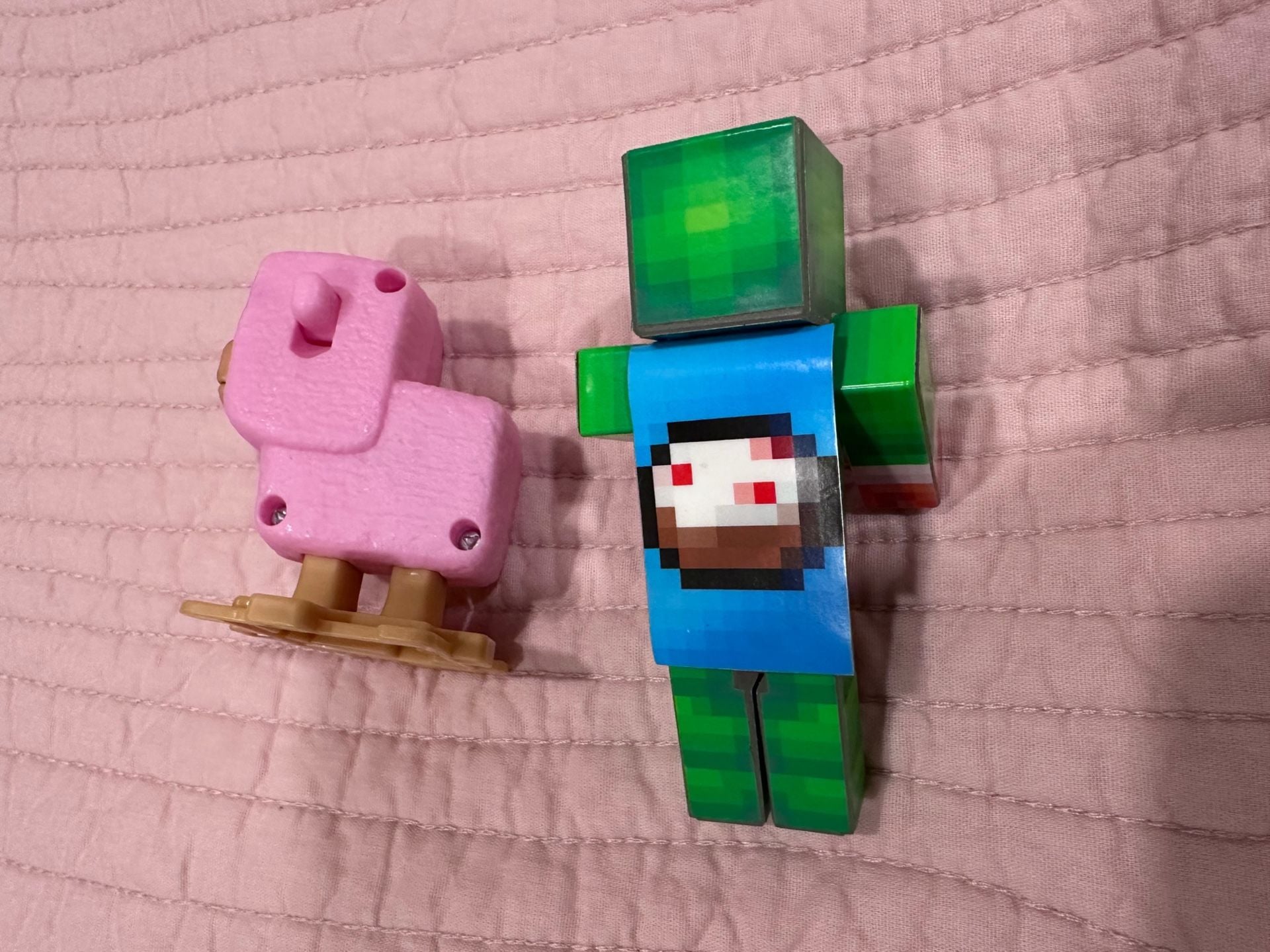 EnderToys Unspeakable Green Figure & Pink Pig Character Toy Lot 2