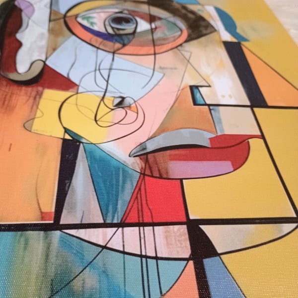 Abstract Art Wall Decor Canvas Print 12x16in Cubist Portrait