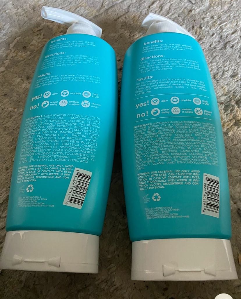 ArtNaturals Biotin + Rice Water Shampoo and Conditioner Set 2