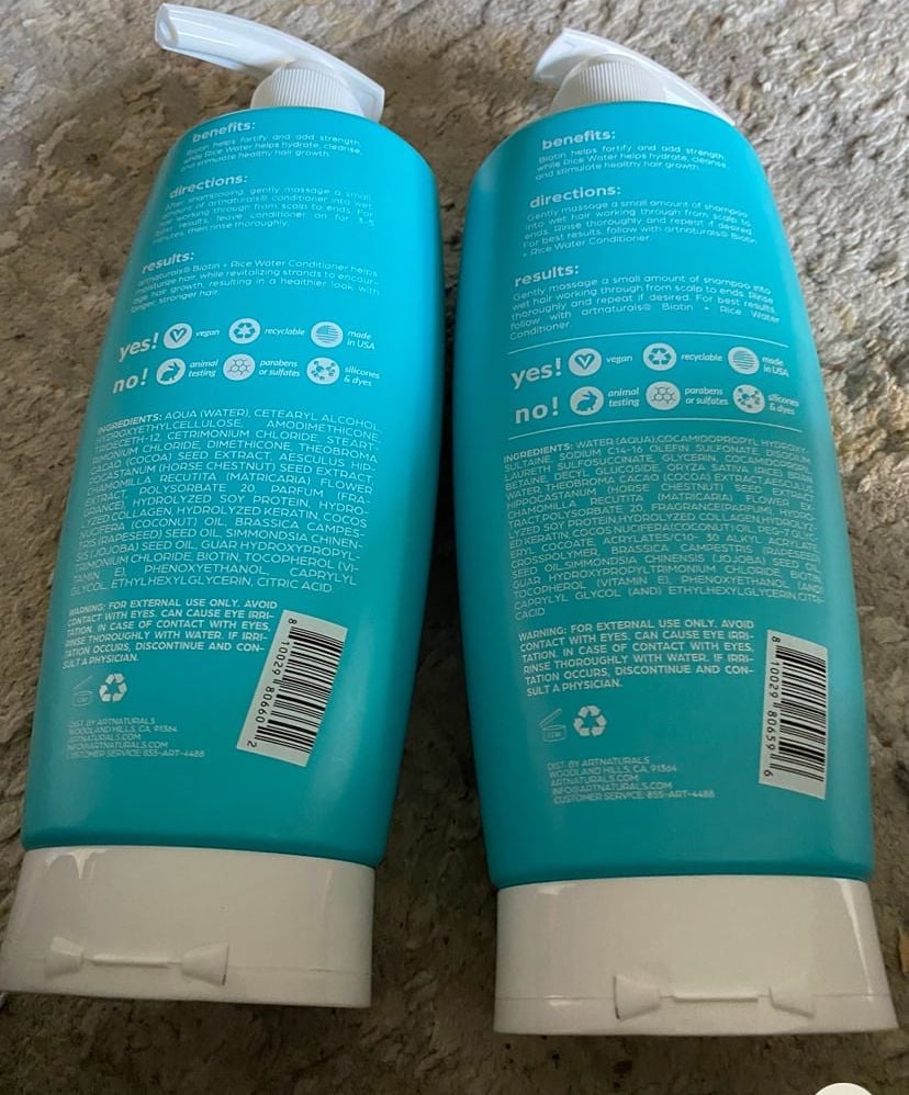 ArtNaturals Biotin + Rice Water Shampoo and Conditioner Set 4