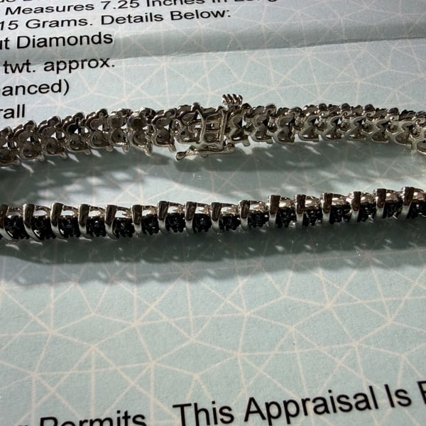 Universal Gemological Laboratory Blue Diamond Tennis Bracelet Size 7.25 Sterling