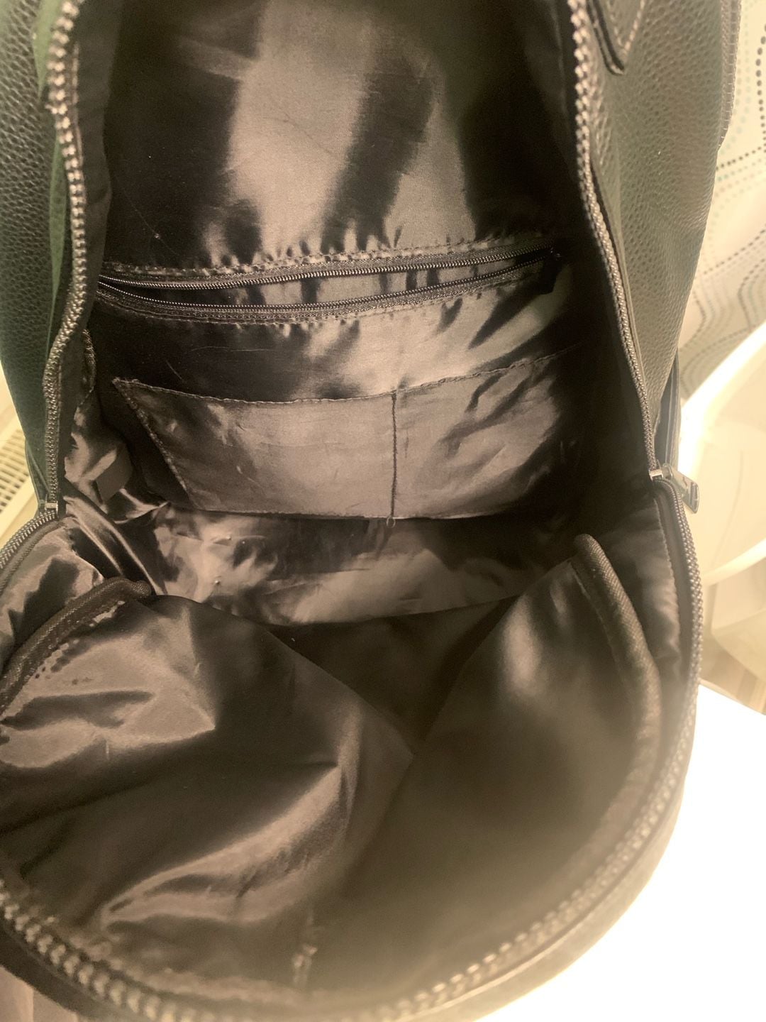 True Religion Black Faux Leather Backpack Laptop Pouch Excellent Condition 11