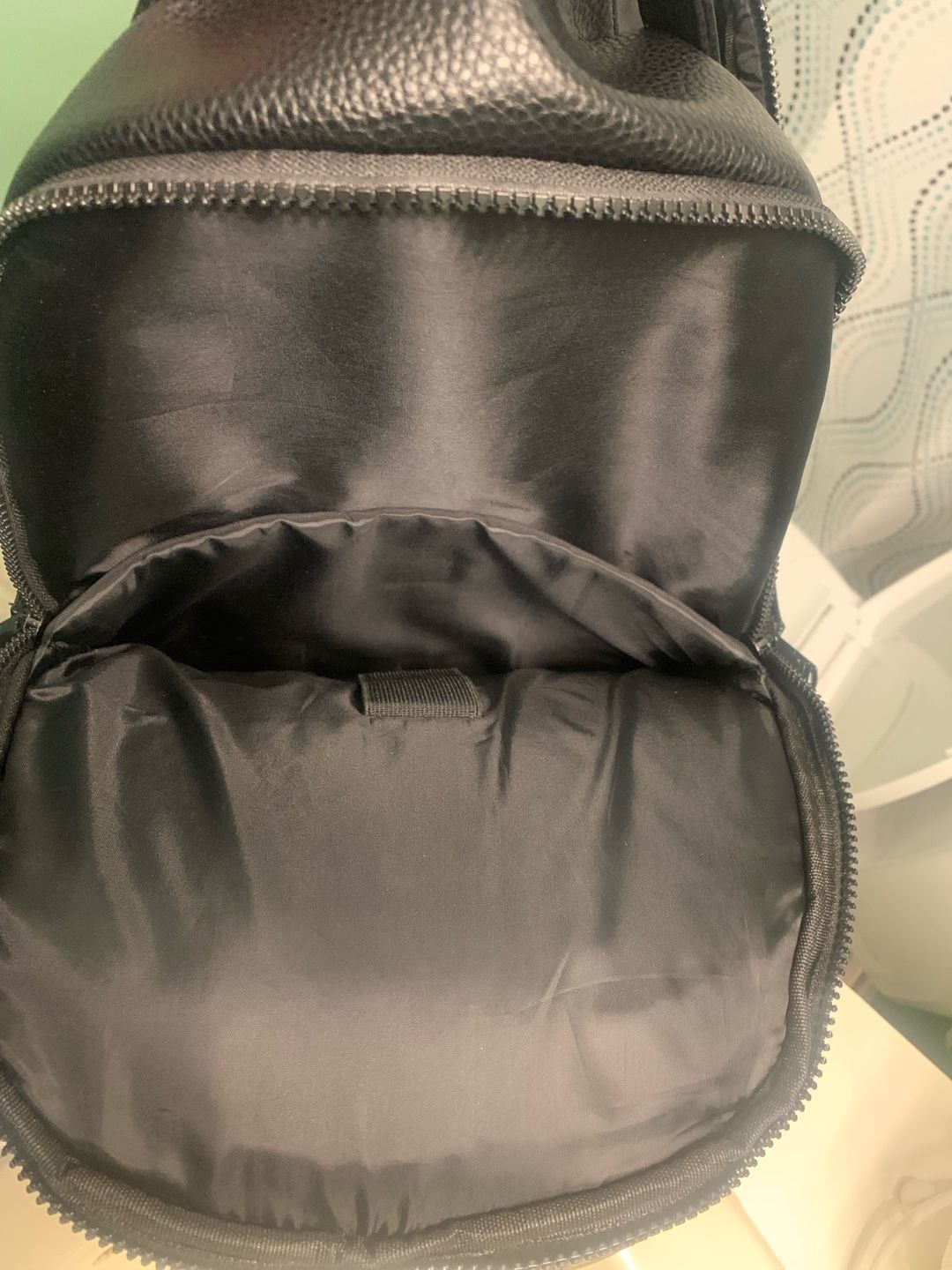 True Religion Black Faux Leather Backpack Laptop Pouch Excellent Condition 12