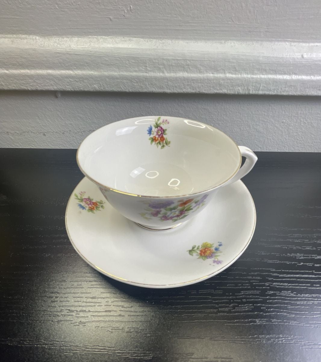 Shelton Vintage Floral Teacup And Saucer Set Gold Trim Japan 8