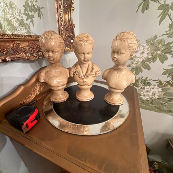 Vintage Alexander Backer Boy And Girl Chalkware Busts Set Of 3