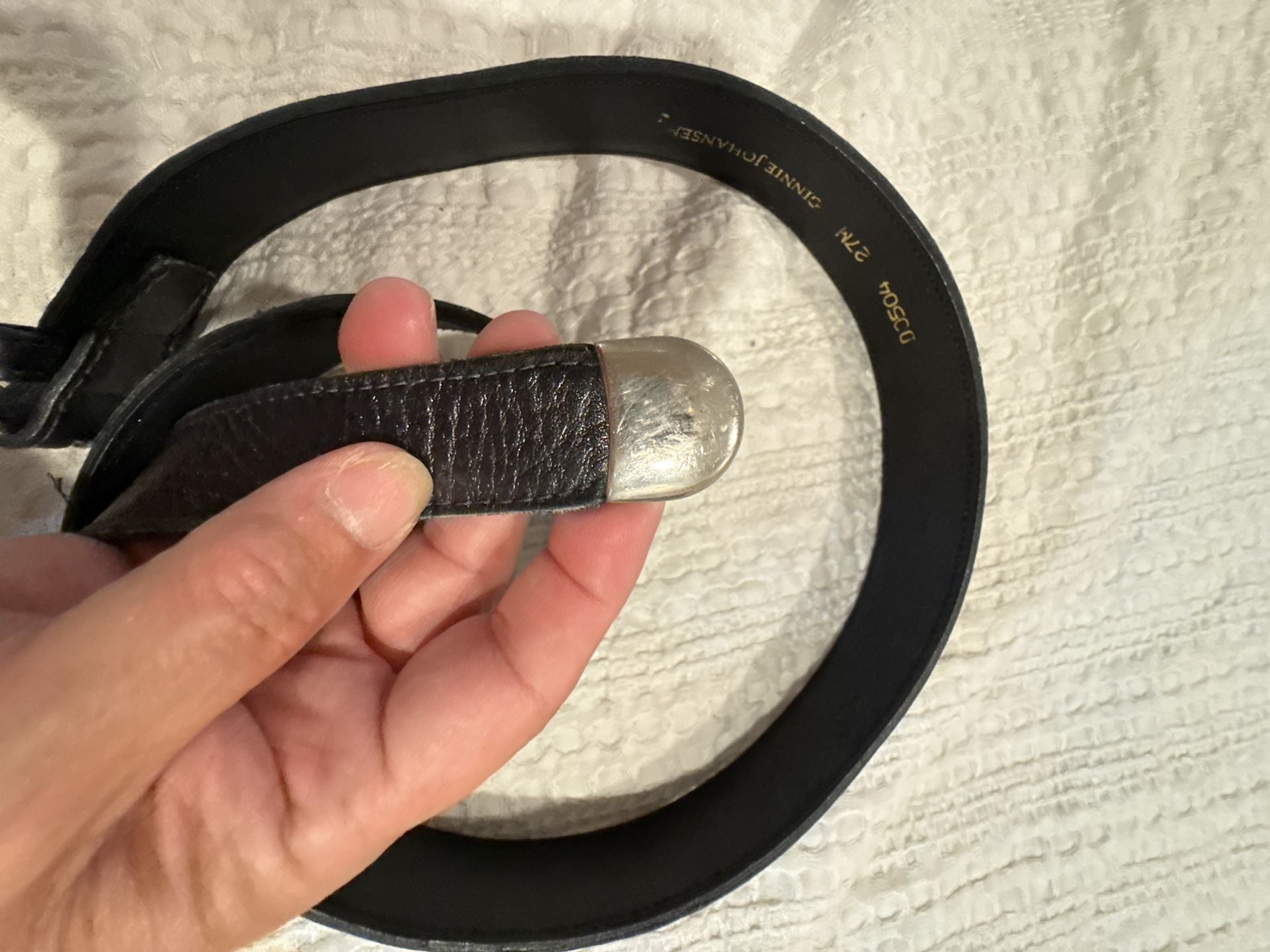 Ginnie Johansen Beaded Leather Belt Size 27M Black Multicolored 3