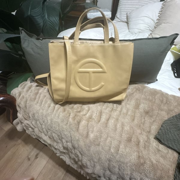Telfar Medium Shopping Bag Cream Faux Leather Tote