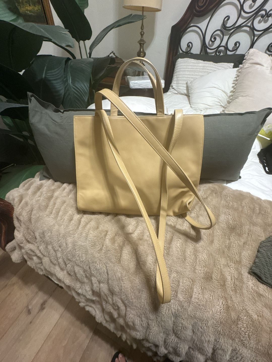 Telfar Medium Shopping Bag Cream Faux Leather Tote 3